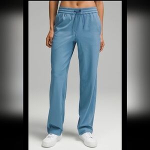 LULULEMON Straight-Leg Mid-Rise Pant Luxtreme Trousers Blue Medium